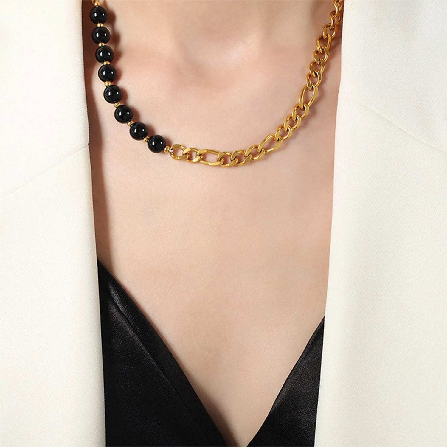 Bead Detail Chunky Chain Necklace Necklaces - Tophatter Daily Deals