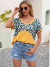 Leopard Waffle-Knit Short Sleeve Top Banana Yellow Women's T-Shirts - Tophatter Daily Deals