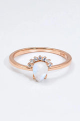 18K Rose Gold-Plated Pear Shape Natural Moonstone Ring Rose Gold Moonstone - Tophatter Daily Deals