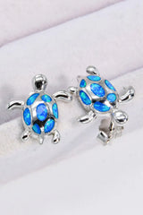 Opal Turtle Platinum-Plated Stud Earrings Opal - Tophatter Daily Deals