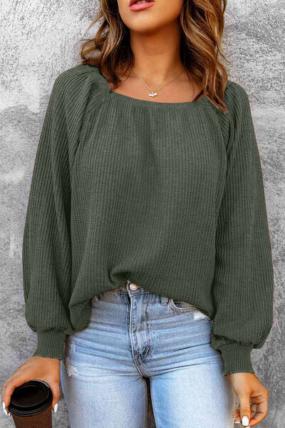 Square Neck Raglan Sleeve T-Shirt Green Women's T-Shirts - Tophatter Daily Deals