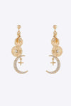 Rhinestone Moon Dangle Earrings Gold One Size Earrings - Tophatter Daily Deals
