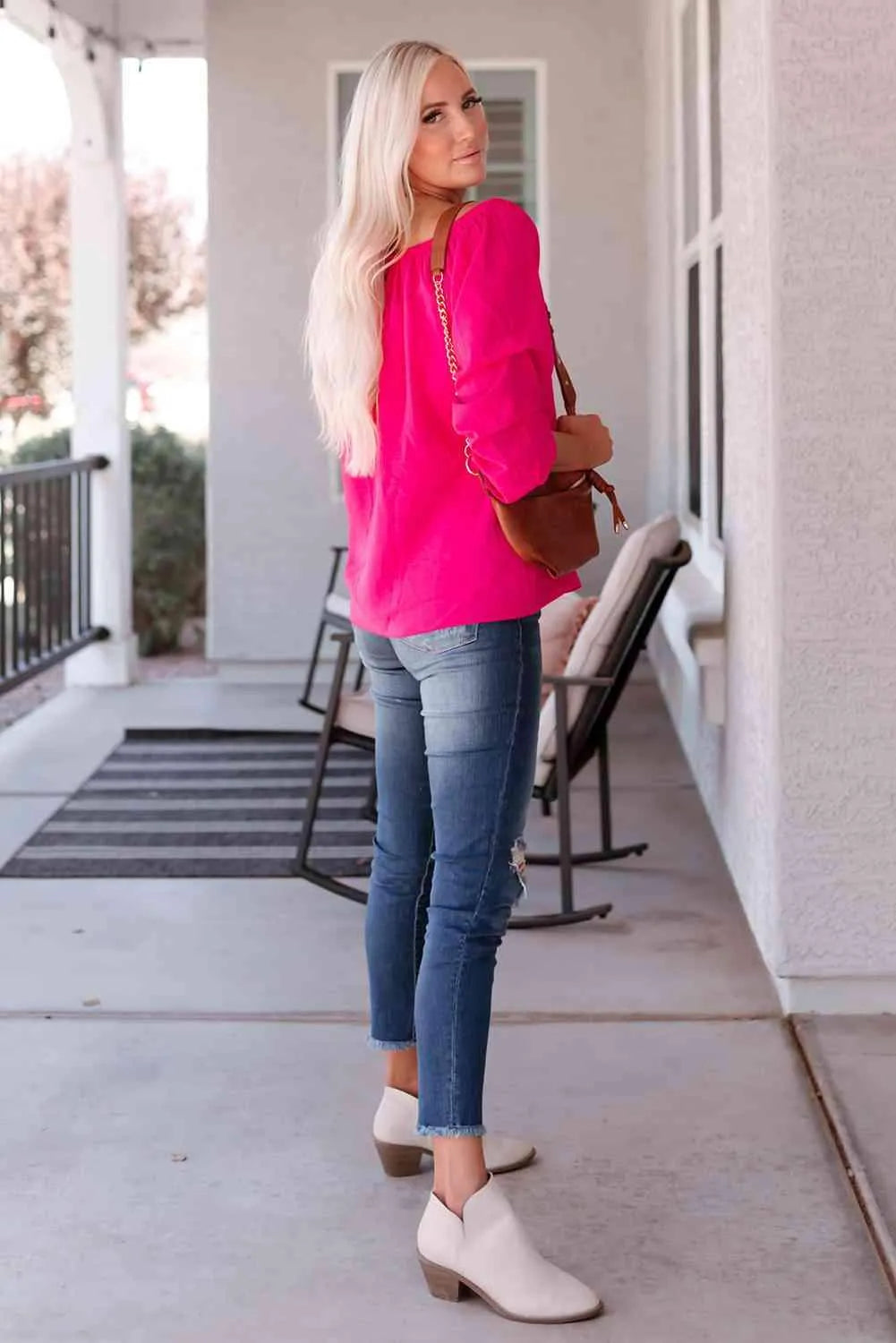 Gathered Detail Off-Shoulder Blouse Blouses - Tophatter Daily Deals