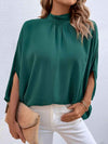 Tie Back Mock Neck Blouse Forest Blouses - Tophatter Daily Deals