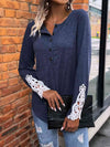 Half Button Lace Detail T-Shirt Women's T-Shirts - Tophatter Daily Deals