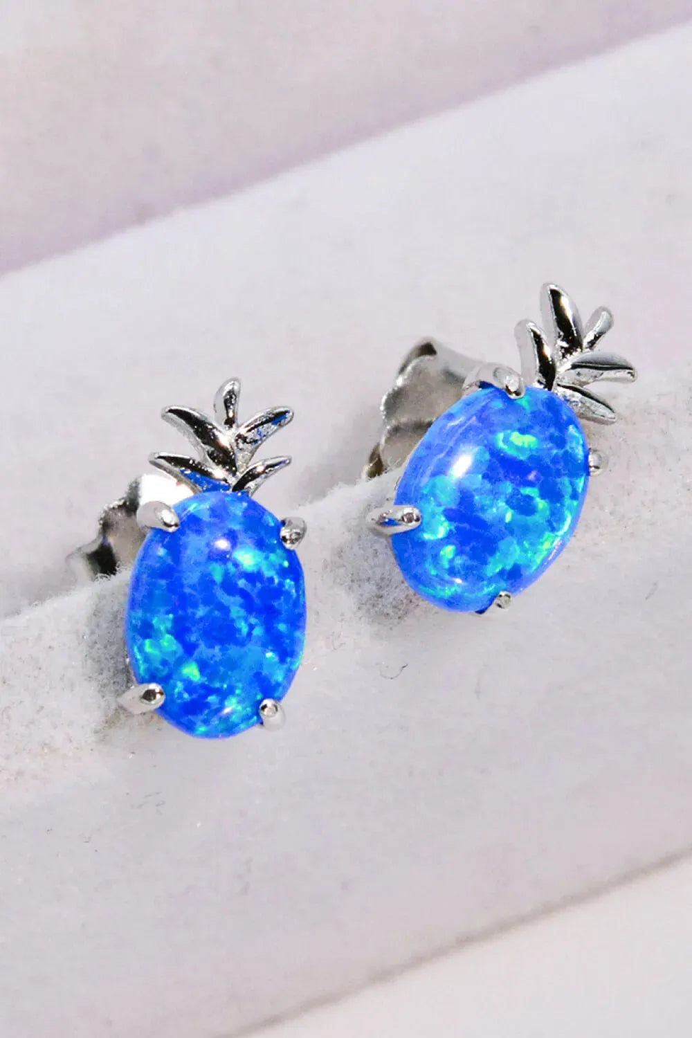 Opal Pineapple Platinum-Plated Earrings Cobalt Blue One Size Opal - Tophatter Daily Deals