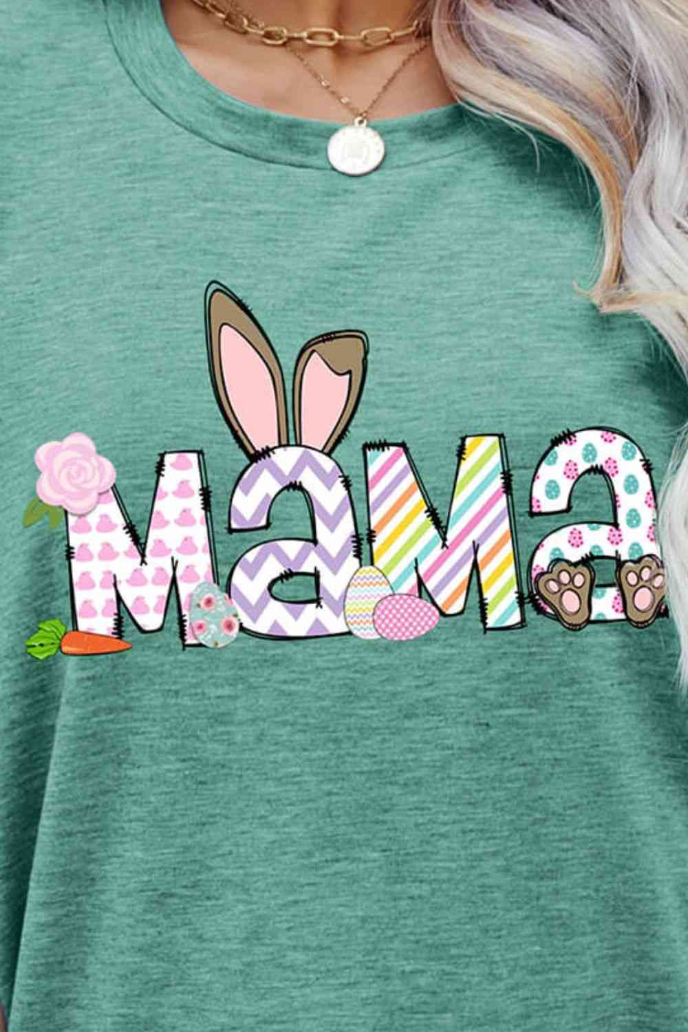 Easter MAMA Graphic Round Neck T-Shirt Women's T-Shirts - Tophatter Daily Deals