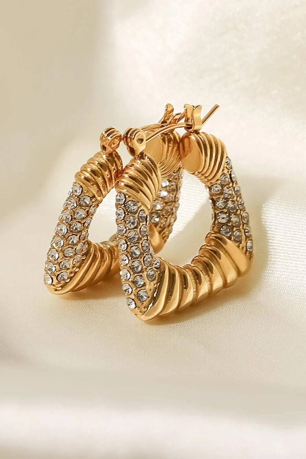 18K Gold Plated Inlaid Cubic Zirconia Earrings Earrings - Tophatter Daily Deals