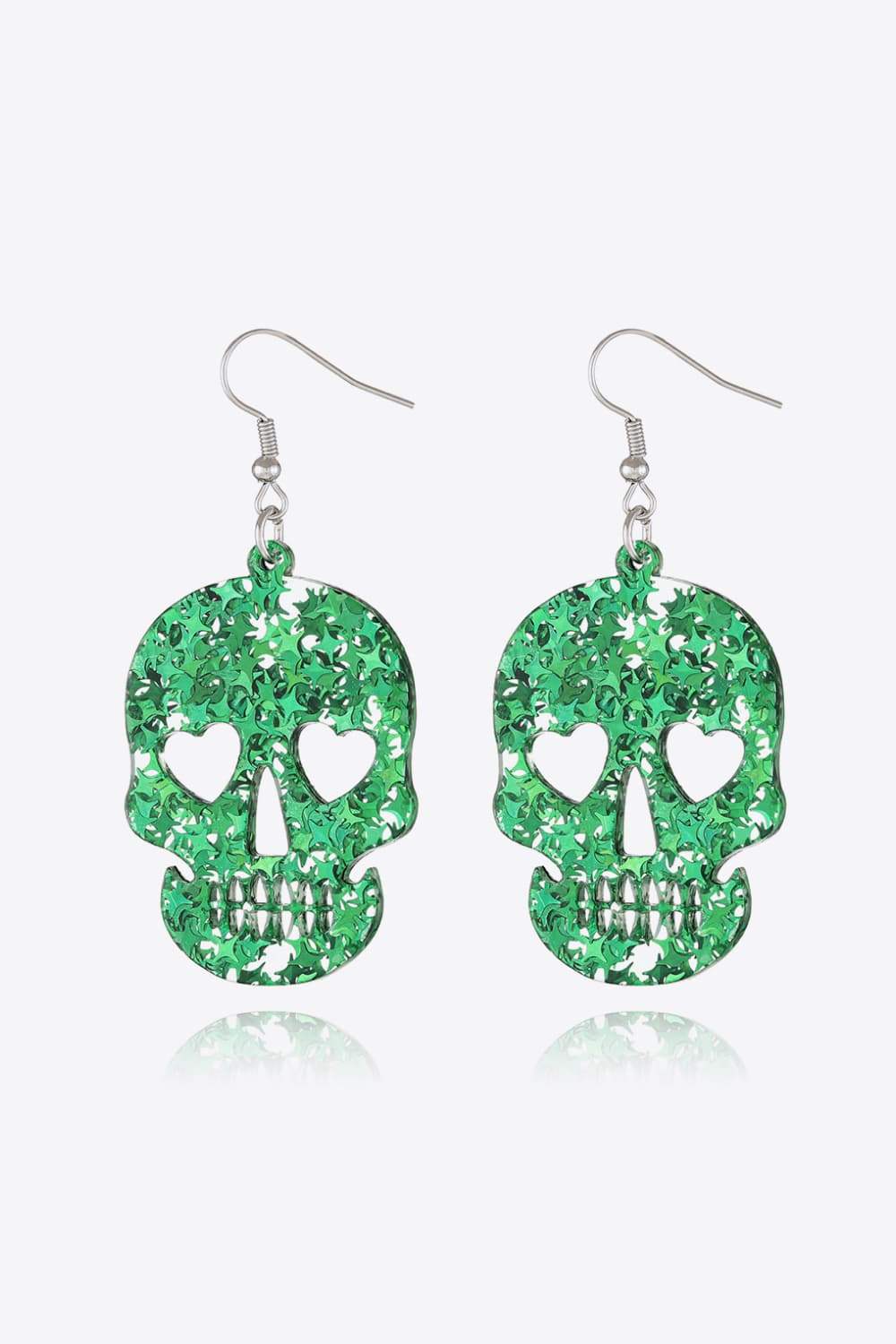 Acrylic Skull Drop Earrings Mid Green One Size Earrings - Tophatter Daily Deals