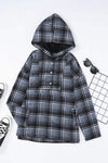 Plaid Long Sleeve Buttoned Hoodie Blouses - Tophatter Daily Deals