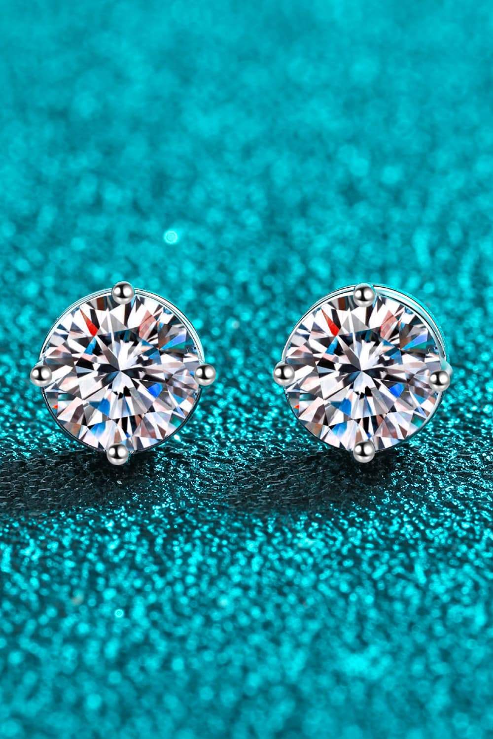 2 Carat Moissanite Rhodium-Plated Stud Earrings Silver One Size Moissanite - Tophatter Daily Deals