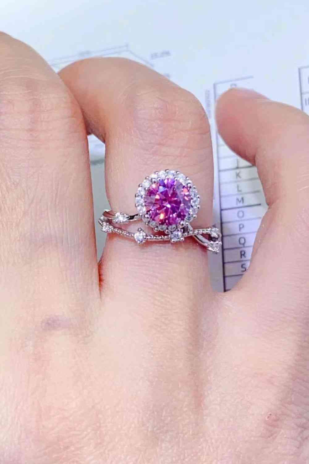 1 Carat Moissanite 925 Sterling Silver Ring Carnation Pink Moissanite - Tophatter Daily Deals