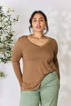 Zenana Full Size Long Sleeve V-Neck Top Blouses - Tophatter Daily Deals