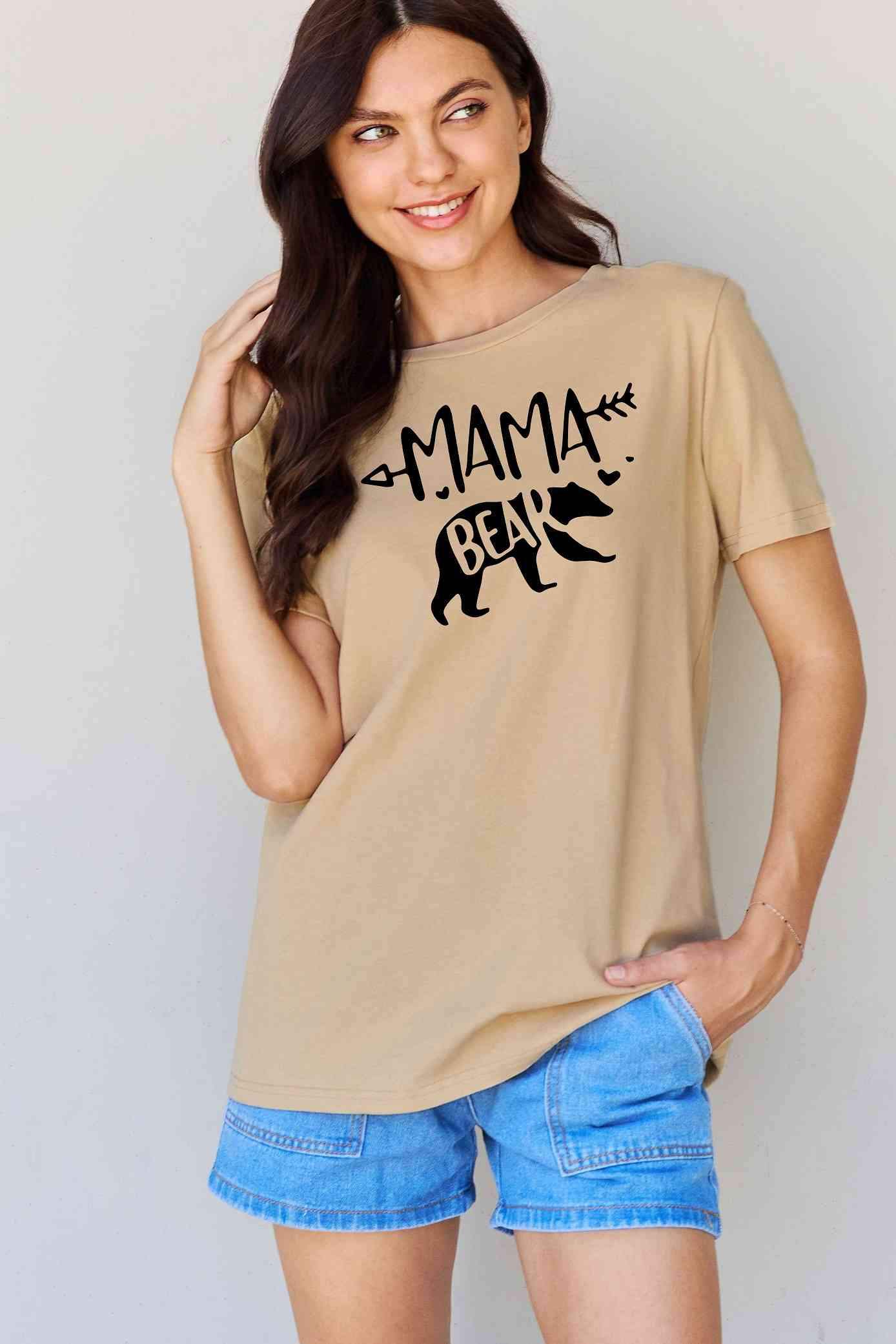 Simply Love Full Size MAMA BEAR Graphic Cotton T-Shirt Taupe Women's T-Shirts - Tophatter Daily Deals