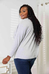 Double Take Seam Detail Round Neck Long Sleeve Top Women's T-Shirts - Tophatter Daily Deals
