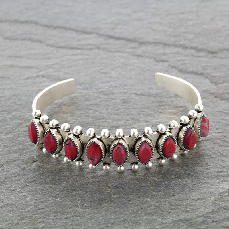Turquoise Open Bracelet Deep Red One Size Bracelets - Tophatter Daily Deals
