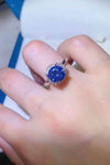 2 Carat Moissanite Contrast 925 Sterling Silver Ring Cobalt Blue Moissanite - Tophatter Daily Deals