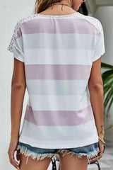 Leopard Striped V-Neck Tee Shirt Women's T-Shirts - Tophatter Daily Deals