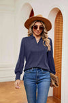 Johnny Collar Long Sleeve Top Peacock Blue Blouses - Tophatter Daily Deals