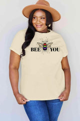 Simply Love Full Size BEE YOU Graphic T-Shirt Ivory Women's T-Shirts - Tophatter Daily Deals