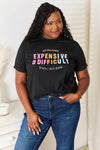 Simply Love Slogan Graphic Cuffed Sleeve T-Shirt Black Women's T-Shirts - Tophatter Daily Deals