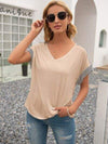 Striped V-Neck Short Sleeve T-Shirt Women's T-Shirts - Tophatter Daily Deals