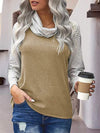 Striped Turtleneck Long Sleeve T-Shirt Tan Women's T-Shirts - Tophatter Daily Deals