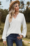 Eyelet Notched Raglan Sleeve T-Shirt Women's T-Shirts - Tophatter Daily Deals