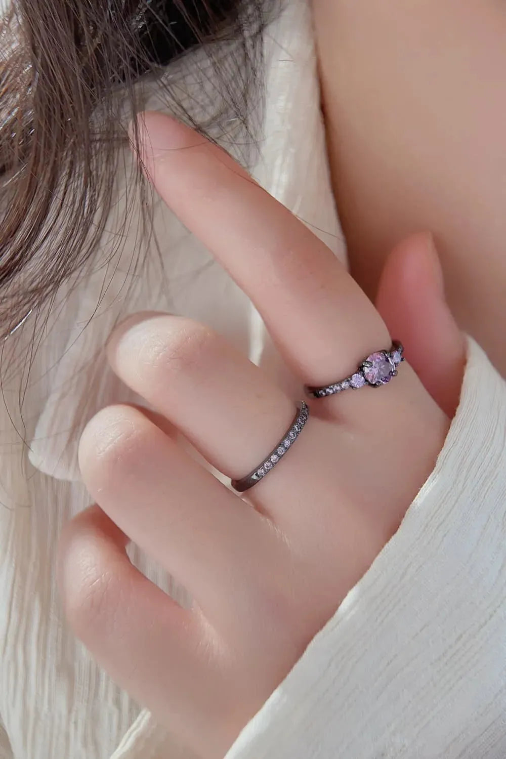Zircon 925 Sterling Silver Ring Set Rings - Tophatter Daily Deals