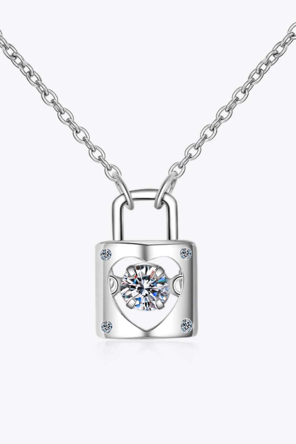 Adored Moissanite Lock Pendant Necklace Moissanite - Tophatter Daily Deals