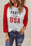 Simply Love PARTY IN THE USA Graphic Raglan Sleeve Tee Women's T-Shirts - Tophatter Daily Deals