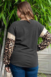 Plus Size Leopard Round Neck Dropped Shoulder T-Shirt Women's T-Shirts - Tophatter Daily Deals