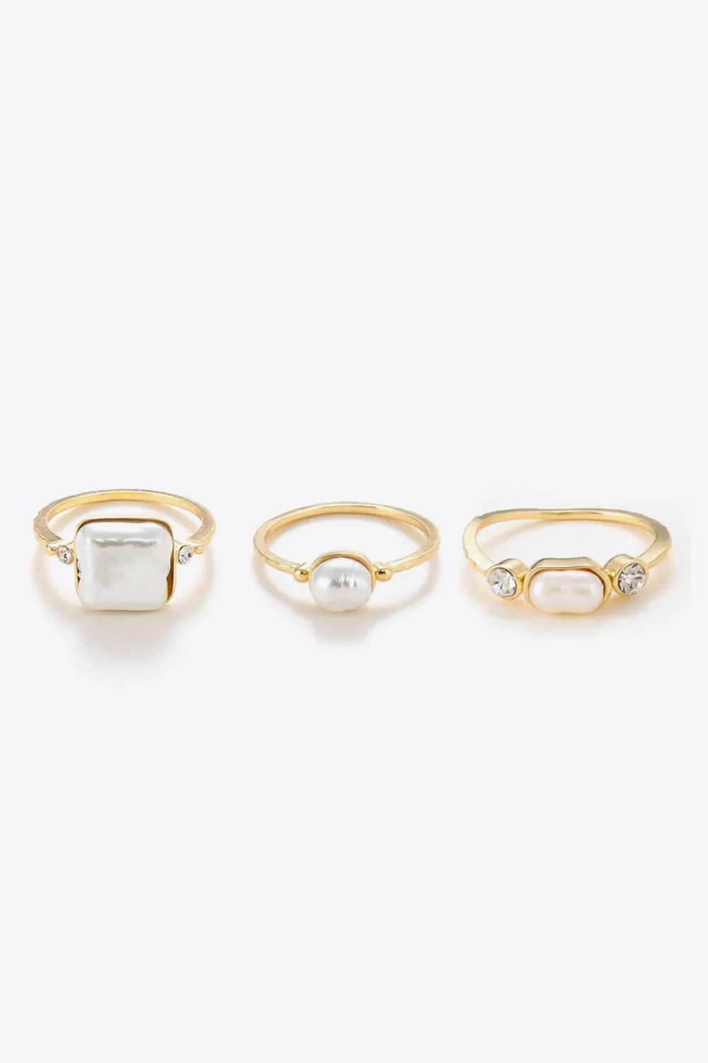 Pearl 18K Gold-Plated Ring Set Gold One Size Rings - Tophatter Daily Deals