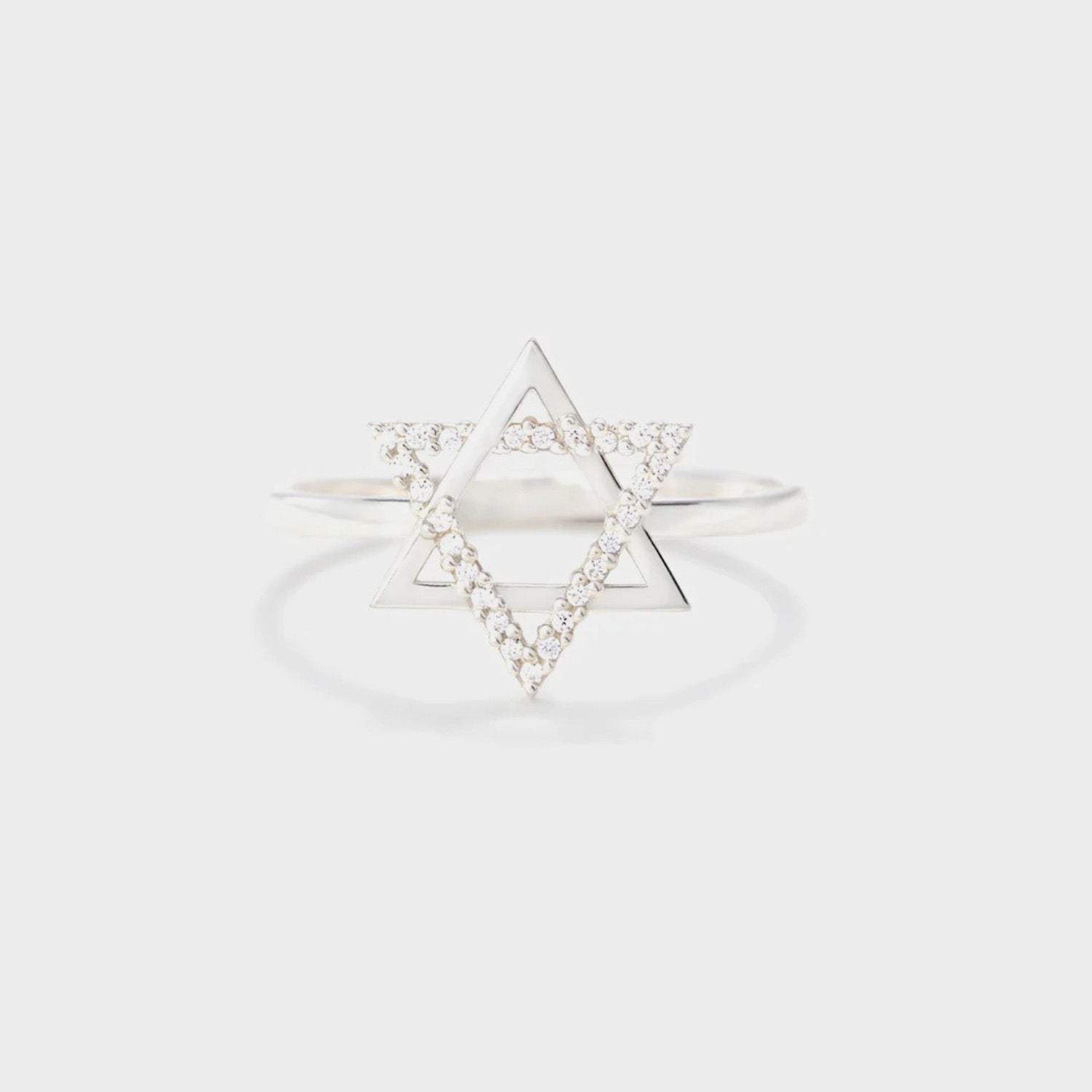 925 Sterling Silver Inlaid Zircon Hexagram Ring White Rings - Tophatter Daily Deals