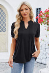 Notched Short Sleeve T-Shirt Women's T-Shirts - Tophatter Daily Deals