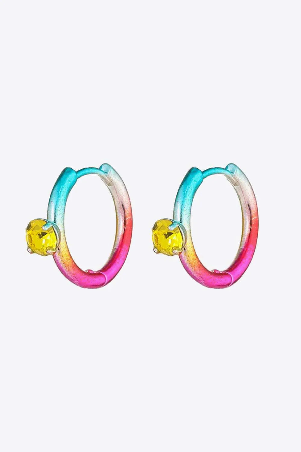 Rhinestone Copper Huggie Earrings Multicolor One Size Earrings - Tophatter Daily Deals