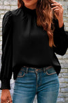 Mock Neck Puff Sleeve Blouse Black Blouses - Tophatter Daily Deals