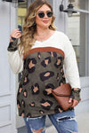 Plus Size Leopard V-Neck Dropped Shoulder T-Shirt Women's T-Shirts - Tophatter Daily Deals