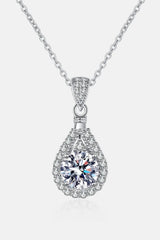1 Carat Moissanite Teardrop Pendant Chain Necklace Moissanite - Tophatter Daily Deals