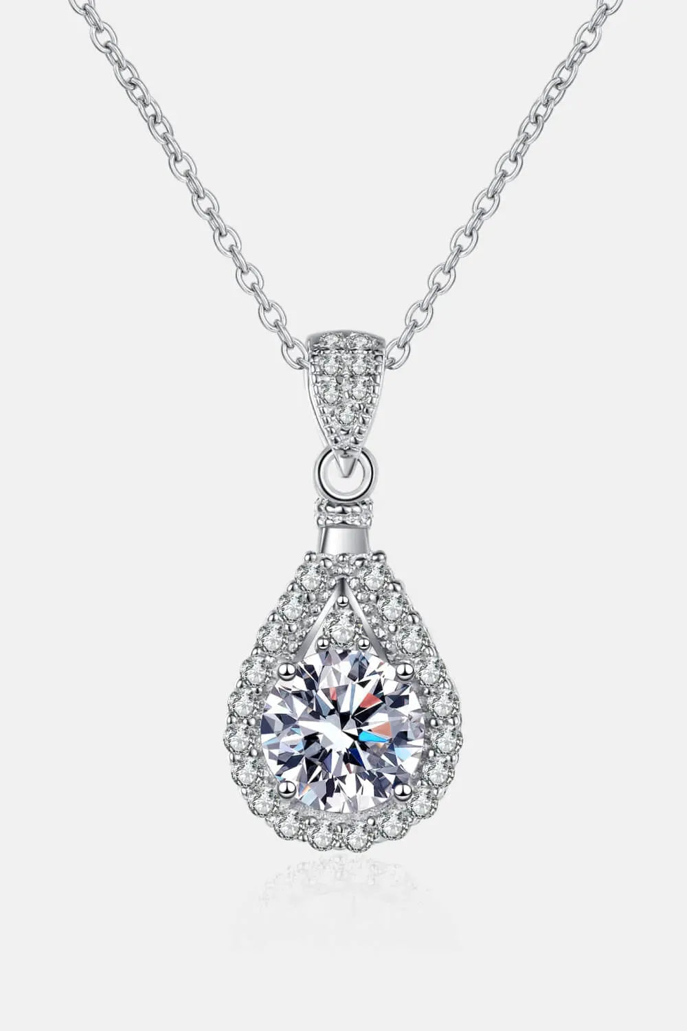 1 Carat Moissanite Teardrop Pendant Chain Necklace Moissanite - Tophatter Daily Deals