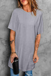 Round Neck Short Sleeve Tunic Tee Gray Dawn Women's T-Shirts - Tophatter Daily Deals