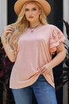 Plus Size Butterfly Sleeve Round Neck Top Blouses - Tophatter Daily Deals