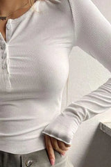 Half Button Long Sleeve T-Shirt Women's T-Shirts - Tophatter Daily Deals