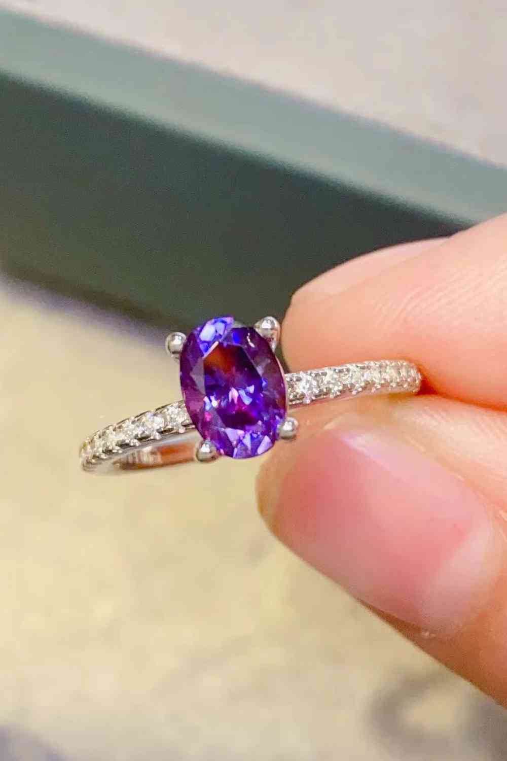 1 Carat Purple Moissanite 4-Prong Ring Purple Moissanite - Tophatter Daily Deals