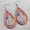 Floral Wood Teardrop Earrings Earrings - Tophatter Daily Deals