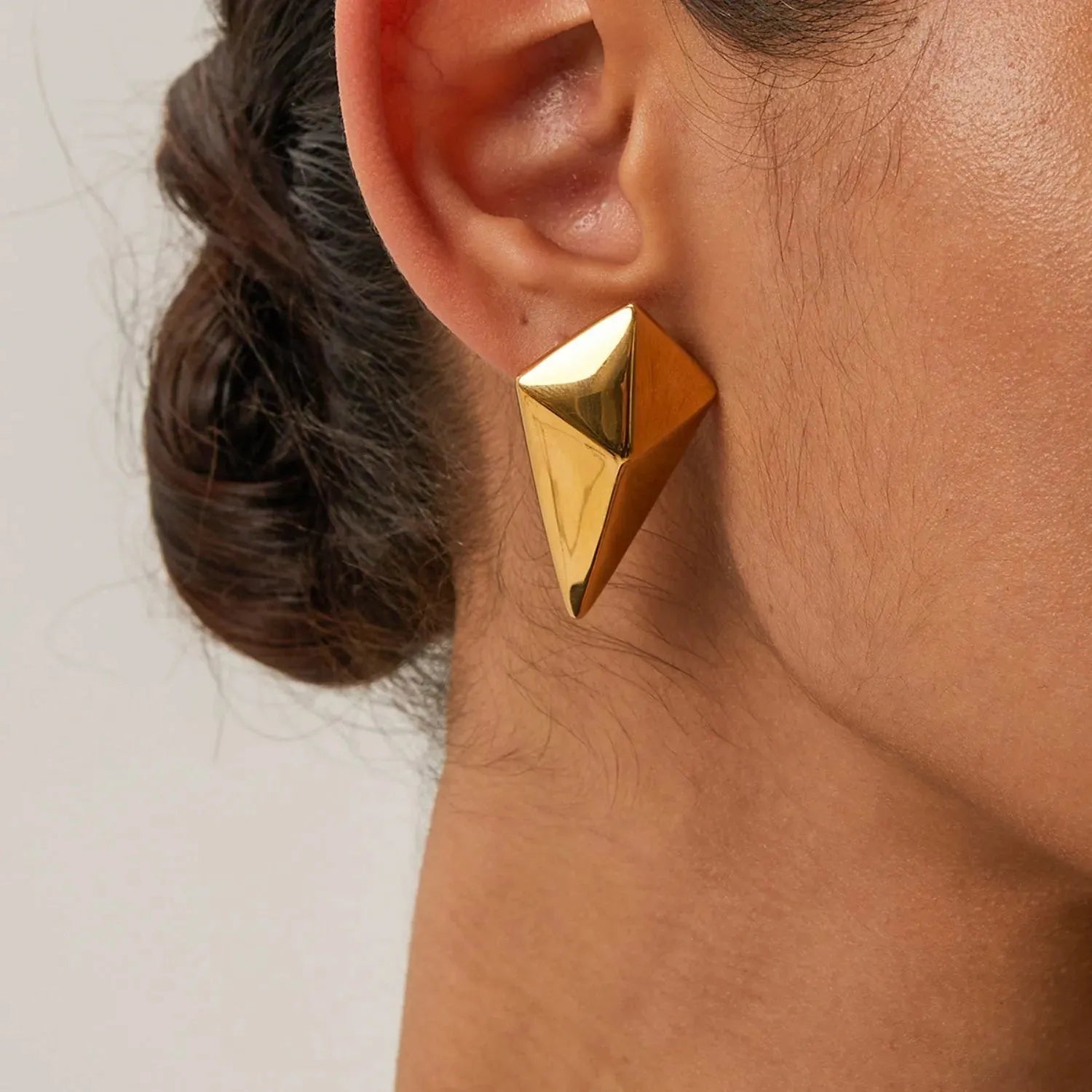 Stainless Steel 18K Gold-Plated Geometric Earrings Gold One Size Earrings - Tophatter Daily Deals