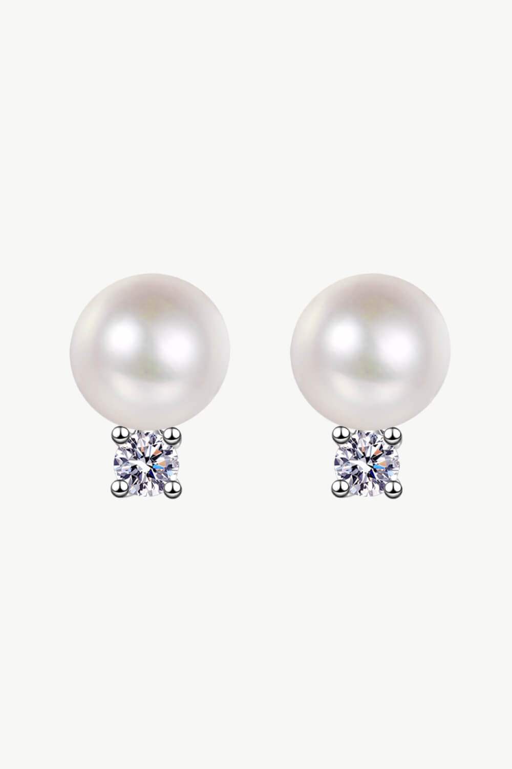 Moissanite Pearl Stud Earrings Moissanite - Tophatter Daily Deals