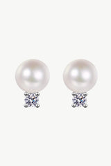Moissanite Pearl Stud Earrings Moissanite - Tophatter Daily Deals