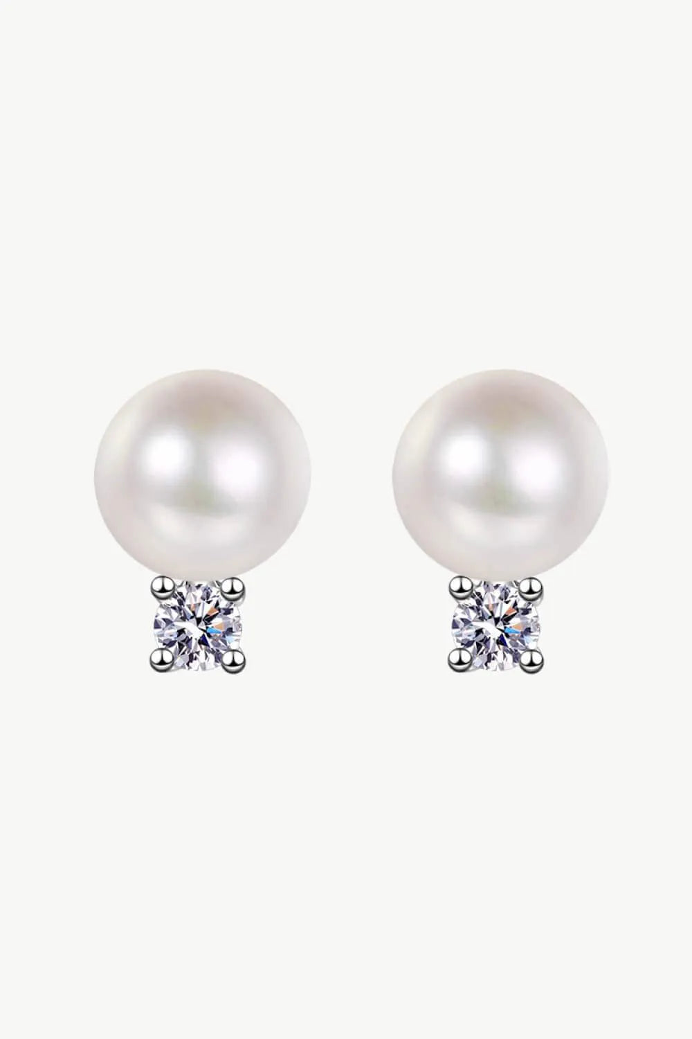 Moissanite Pearl Stud Earrings Moissanite - Tophatter Daily Deals