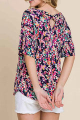 Printed Boat Neck Curved Hem Top Women's T-Shirts - Tophatter Daily Deals
